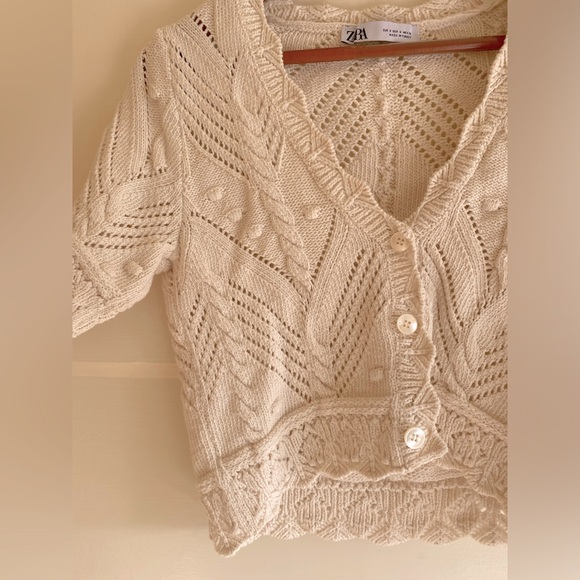 Zara crochet top, white/cream color, size Small - Picture 3 of 4